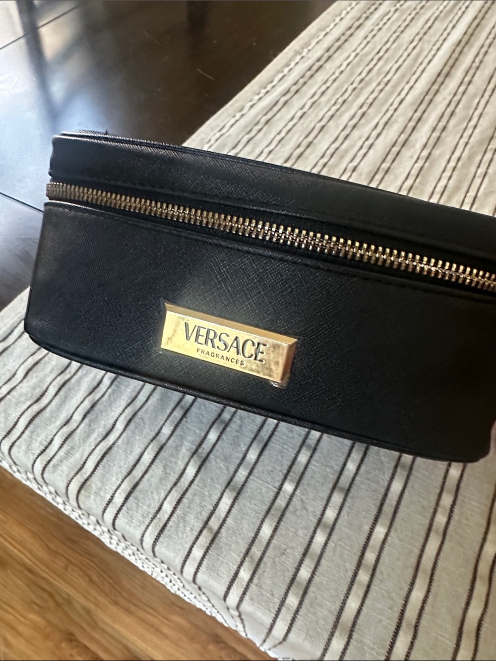 Versace Black Cosmetic Case with Gold Plate